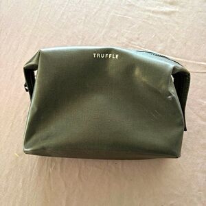Truffle Faux Leather Zipper Makeup/Cosmetic Bag, Black, 9 in L x 5 in H